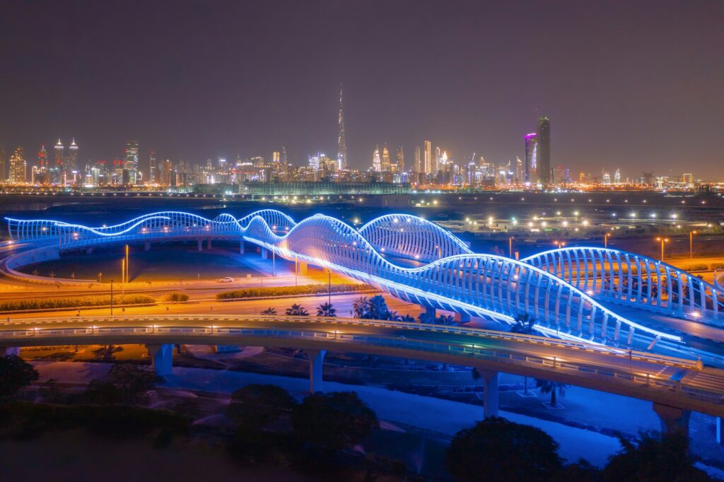 Dubai Downtown skyline, United Arab Emirates or UAE. Urban city.