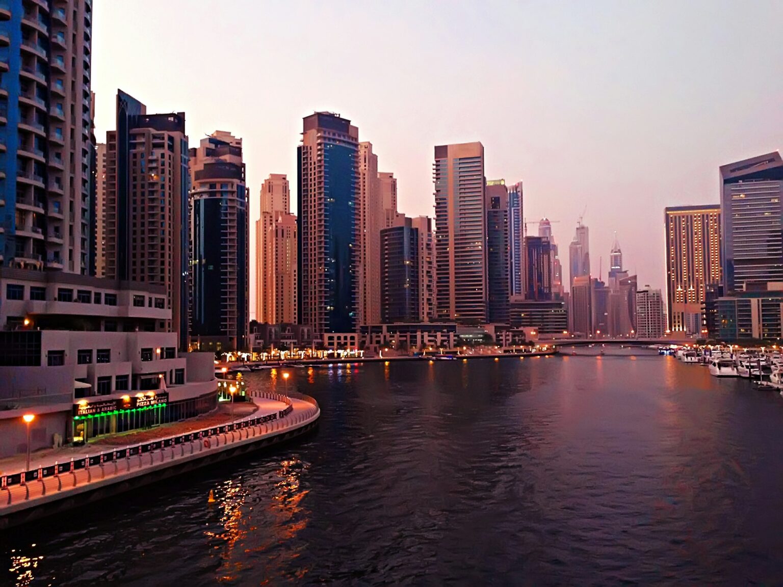 Dubai Marina Evening Cityscape