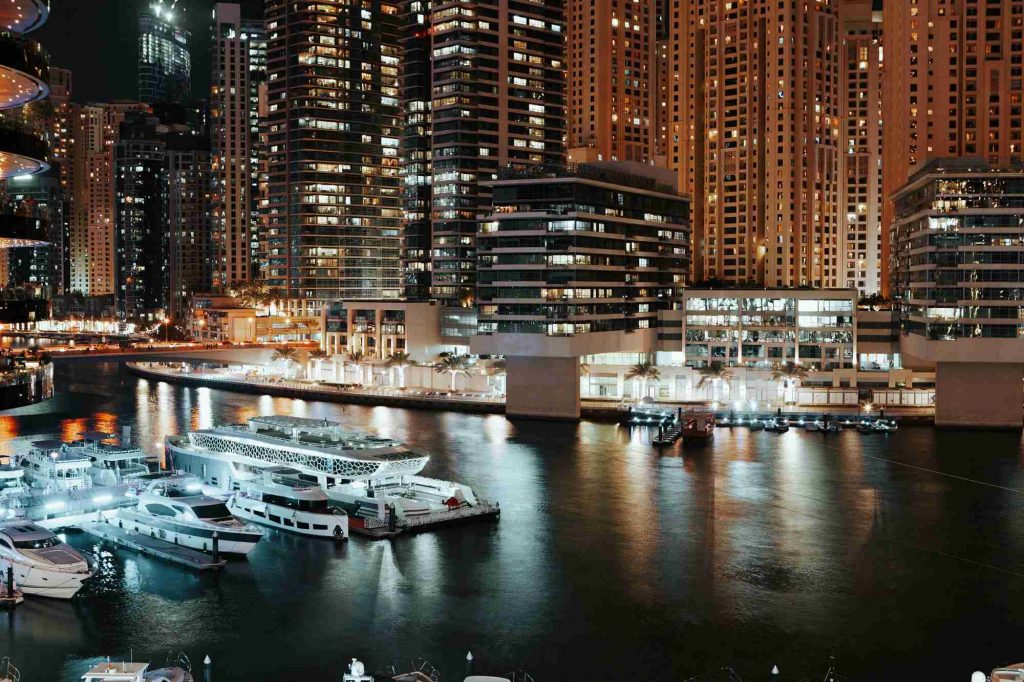 Stunning view of Dubai Marina at night